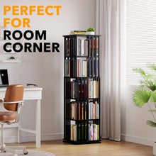 Load image into Gallery viewer, SpaceAid 6 Tier Rotating Bookshelf Tower, Bamboo Spinning Book Shelf, Revolving 360 Bookcase Storage Swivel Round Carousel, Vertical Rotate Turning Spiral Corner Organizer (6-Tier Walnut)