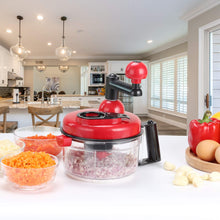 Load image into Gallery viewer, Manual Vegetable Cutter Food Processor 8 in 1 - Chopper, Mixer, Blender, Whipper, Egg Separator, Mincer, Grinder, Dicer with Clear Container 1200ml BPA Free