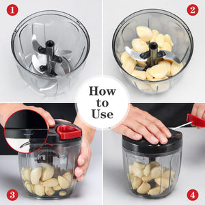 Manual Food Chopper Vegetable Cutter, Hand String Vegetable Chopper Onions Cutter for Vegetable Fruits Nuts BPA Free Food Safe Material, 550ml Gray