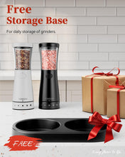 Load image into Gallery viewer, Electric Salt and Pepper Grinder Set with Storage Base, Stainless Steel Rechargeable Salt and Pepper Grinder Set with 4.5 oz Large Capacity, 1.8&quot; Wide Mouth, Adjustable Coarseness, Ideal for Kitchen