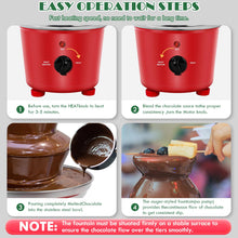 Load image into Gallery viewer, MINI Chocolate Fondue Fountain, 32-Ounce Stainless Steel Electirc Chocolate Fondue Set, 3-Tier Chocolate Melting Foundue Set with 6 Stainless Steel Forks for Chocolate, Butter, Candy (Black)