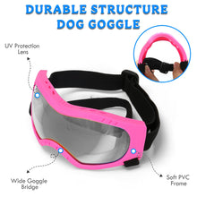 Load image into Gallery viewer, Dog Sunglasses Dog Goggles Pet Glasses Pet Eyewear with Adjustable Strap, Glasses for Medium Large Dog Swimming Skating Glasses UV Proof Windproof Dustproof (Black Frame + Gray Lens)