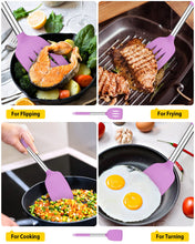 Load image into Gallery viewer, Pack of 2 Silicone Solid Turner, Non Stick Slotted Kitchen Spatulas, High Heat Resistant BPA Free Cooking Utensils, Ideal Cookware for Fish, Eggs, Pancakes(Black)