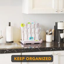 Load image into Gallery viewer, SpaceAid Baby Bottle Drying Rack with 20 Hooks, Space Saving Kitchen Bottles Rack Dryer, Vertical Baby Bottle Holder Organizer for Countertop Storage Accessories (White and Gray)