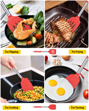 Load image into Gallery viewer, Pack of 2 Silicone Solid Turner, Non Stick Slotted Kitchen Spatulas, High Heat Resistant BPA Free Cooking Utensils, Ideal Cookware for Fish, Eggs, Pancakes(Black)