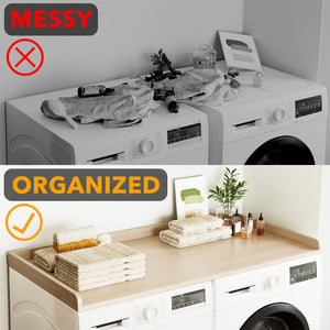 SpaceAid Washer Dryer Countertop, Laundry Wood Shelf Topper with Edge, 54" Width x 27.5" Depth Cover Guard Organizer for Washer and Dryer Laundry Hamper Counter Storage Organization (Black)