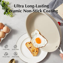 Load image into Gallery viewer, Redchef Ceramic Pots and Pans Set Non Stick, 3Pcs Nonstick Ceramic Frying Pan Set, Deep Saute Pan with Lid, 5QT Jumbo Cooker with Helper Handle &amp; Lid, 8 Inch Non Stick Skillet, PFAS PFOA &amp; PTFE Free