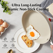 Load image into Gallery viewer, Redchef Nonstick Frying Pans Set, Ceramic Pan Skillet, Non Toxic Pans for Cooking, 8&quot; 9.5&quot; 11&quot; Ceramic Frying Pan Set PFAS &amp; PTFE &amp; PFOA Free with Stay Cool Handle, Dishwasher &amp; Oven Safe, Beige White