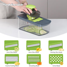Load image into Gallery viewer, Mandoline Slicer Vegetable Slicer With 2 L Container for Potatoes, Tomatoes, Cucumbers, Carrots With 10 Blades White