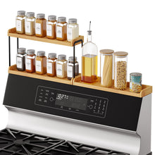 Load image into Gallery viewer, SpaceAid 30&quot; Wide Kitchen Shelf Organizer for Stove, Magnetic Bamboo Spices Shelf for Home Stove Kitchen Storage Organization (Fit for Flat Top Only)