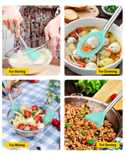Load image into Gallery viewer, Pack of 2 Large Silicone Cooking Spoons,Non Stick Solid Basting Spoon,Heat-Resistant Kitchen Utensils for Mixing,Serving,Draining,Stirring (BLACK)