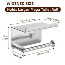Load image into Gallery viewer, Self-Adhesive Toilet Paper Roll Holder - Wall Mount Or Adhesive Toilet Paper Holder with Shelf,Toilet Roll Holder, Tissue Holder for Bathroom,Wall Toilet Paper Holder, Stainless Steel,Chrome