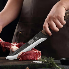 Load image into Gallery viewer, Butcher Knife Set, Hand Forged Butcher Chef Knife Set with Roll Bag, Sharp Meat Cleaver Knife &amp; Bone Chopper Knives &amp; Fillet Knives for Home &amp; Camping &amp; BBQ Gift for Men