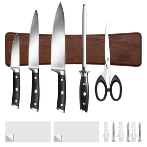 Magnetic Knife Strips, Magnetic Knife Holder for Wall 16 Inch, Acacia Wood Knife Magnetic Strip Use as Knife Bar, Knife Holder for Kitchen Utensil Organizer