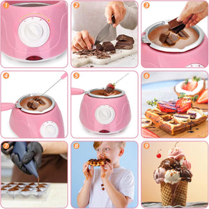 MINI Electric Chocolate Melting Pot, 8.45OZ Chocolate Fondue Fountain, Warmer Machine for Milk Chocolate,Cheese, Butter, Candy
