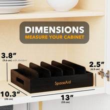 Load image into Gallery viewer, SpaceAid Bamboo Lid Organizer, Kitchen Pantry Lids Holder with 5 Adjustable Dividers for Cabinets, Food Storage Container Organizers, Natural