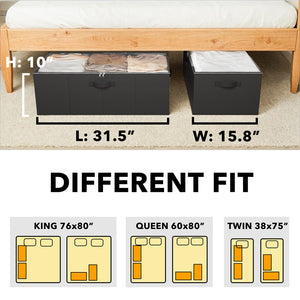 SpaceAid 2 Pack 10" High Under Bed Storage Containers, Large Underbed Storage Organizer Bins with Lids for Bedroom, Dorm, Clothes, Closet Organization, Bed Sheets and Blankets (Gray)