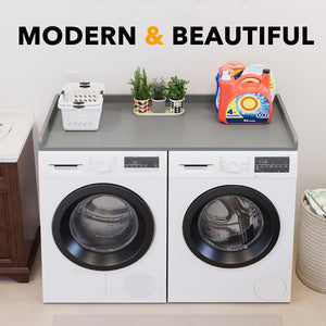 SpaceAid Washer Dryer Countertop, Laundry Wood Shelf Topper with Edge, 54" Width x 27.5" Depth Cover Guard Organizer for Washer and Dryer Laundry Hamper Counter Storage Organization (Black)