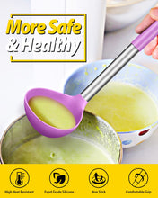 Load image into Gallery viewer, Pack of 2 Ladle Spoon,Silicone Large Spoon for Soup,Non Stick Kitchen Utensils with High Heat Resistant,BPA Free Perfect Kitchen Tools for Cooking, Stirring,Serving Soups (GREY-BLUE)