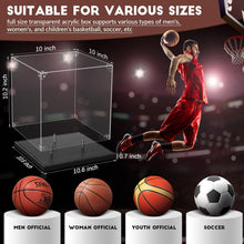 Load image into Gallery viewer, JupDec Basketball &amp; Full Size Helmet Display Case, Large Clear Acrylic Shadow Box with UV Protection Wooden Showcase,Idea Gift for Sports Fans