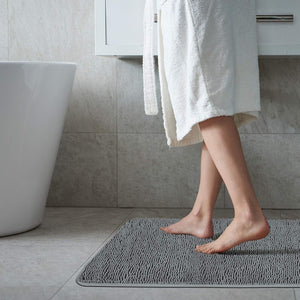 Secura Bathroom Rugs, 47 x 28 Inches, Extra Soft & Thick, Absorbent Water Bath Mat, Machine Washable Non-Slip Bath Mats for Bathroom, Shower, and Tub, Home Decor Accessories (Gray)
