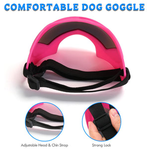 Large Dog Sunglasses Dog Goggles Pet Glasses Pet Eyewear with Adjustable Strap, Glasses for Medium Large Dog Swimming Skating Glasses Windproof Dustproof UV Proof (Black-Colorful)