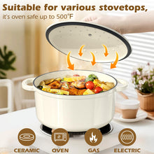 Load image into Gallery viewer, Enameled Cast Iron Dutch Oven - Umite Chef 5QT Pot with Lid &amp; Cotton Potholders - Heavy-Duty Cookware for Bread Baking, Braising, Stews, Roasting(Cream White)