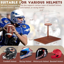 Load image into Gallery viewer, JupDec Basketball &amp; Full Size Helmet Display Case, Large Clear Acrylic Shadow Box with UV Protection Wooden Showcase,Idea Gift for Sports Fans