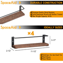 Load image into Gallery viewer, SpaceAid Spice Rack Organizer for Cabinet Door or Wall Mount (4 Pack) with 415 Spice Labels - Wood Hanging Seasoning Shelf for Cupboard Pantry or over the Stove