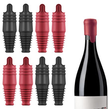 Load image into Gallery viewer, Silicone Wine Stopper Reusable Wine Bottle Stopper, 8Pcs Champagne Stoppers for Bottles, Food Grade Rubber Wine Stoppers for Wine Bottles (Black+Red)