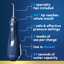 Load image into Gallery viewer, Waterpik Cordless Advanced 2.0 Water Flosser For Teeth, Gums, Braces, Dental Care With Travel Bag and 4 Tips, ADA Accepted, Rechargeable, Portable, and Waterproof, White WP-580, Packaging May Vary