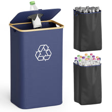 Load image into Gallery viewer, SpaceAid Recycling Bin for Kitchen 26 Gallon, 100L Recycle Bin with Lid and 2 Reusable Inner Bags, for Bottle Can Glass Plastic Stickers, Blue