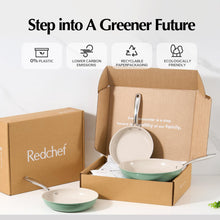 Load image into Gallery viewer, Redchef Ceramic Non Stick Egg Pans, Nonstick Frying Pan Skillet, 8 inch Cooking Pan Non Toxic with Stay Cool Handle for Induction, PTFE &amp; PFAS &amp; PFOA Free, Dishwasher/Oven Safe (Green)