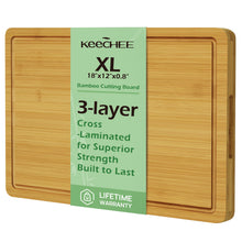 Load image into Gallery viewer, Bamboo Cutting Board, Durable Wood Cutting Boards for Kitchen with Deep Juice Grooves &amp; Built-in Handles, Ideal Charcuterie &amp; Chopping for Meat, Vegetables and Fruits Ideal Kitchen Gifts
