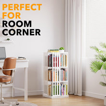Load image into Gallery viewer, SpaceAid 6 Tier Rotating Bookshelf Tower, Bamboo Spinning Book Shelf, Revolving 360 Bookcase Storage Swivel Round Carousel, Vertical Rotate Turning Spiral Corner Organizer (6-Tier Walnut)