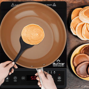 Duxtop Ceramic Non-stick Frying Pan, Stainless Steel Induction Frying Pan, 8-Inch Stir Fry Pan with Heavy-gauge Impact-bonded Bottom, FUSION Ti