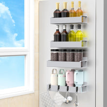 Load image into Gallery viewer, 4 Pack Magnetic Spice Rack Organizer for Refrigerator and Oven, Black Fridge Organizers and Storage for Kitchen