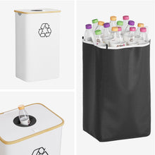 Load image into Gallery viewer, SpaceAid Recycling Bin for Kitchen 26 Gallon, 100L Recycle Bin with Lid and 2 Reusable Inner Bags, for Bottle Can Glass Plastic Stickers, Blue