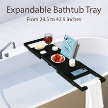 Load image into Gallery viewer, Bathtub Tray Caddy - Premium Bamboo Expandable Bath Tub Tray Table, Luxurious Wooden Bath Caddy for Books, Tablets, Wine, Bathroom Accessories, Spa Essentials, Housewarming, Wedding