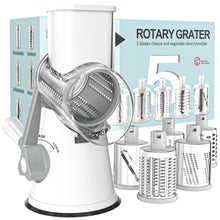 Load image into Gallery viewer, Rotary Cheese Grater Hand Crank Cheese Shredder for Fresh Cheese, Vegetable, Nuts,Non-slip Suction Base, Free Cleaning Brush Three Blades, Black