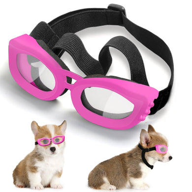 UV Protection Sunglasses for Small Breed Dogs, Windproof Anti-Fog Eye Protection Goggles, Pet Glasses for Puppy With Adjustable Strap (Black)