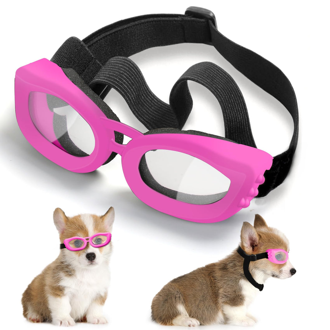 UV Protection Sunglasses for Small Breed Dogs, Windproof Anti-Fog Eye Protection Goggles, Pet Glasses for Puppy With Adjustable Strap (Black)
