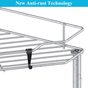 4 Tier Floor Standing Corner Shower Caddy Organizer Shelf with Hooks, Bathroom Shelves Stand Rack, Black