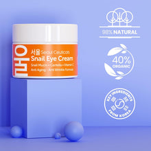 Load image into Gallery viewer, SeoulCeuticals Korean Snail Mucin Eye Cream - 97.5% Snail Filtrate K Beauty Anti Aging Under Eye Anti Wrinkle Eye Treatment Cream 0.5oz