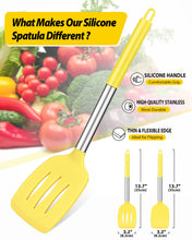 Load image into Gallery viewer, Pack of 2 Silicone Solid Turner, Non Stick Slotted Kitchen Spatulas, High Heat Resistant BPA Free Cooking Utensils, Ideal Cookware for Fish, Eggs, Pancakes(Black)
