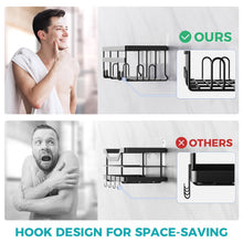 Load image into Gallery viewer, HomeHacks Shower Caddy, No Drilling Rustproof Organizer with Save Space Hooks, Apartment Essentials for Bathroom, Kitchen &amp; Living Room, Shelf for Inside Shower, 2-Pack