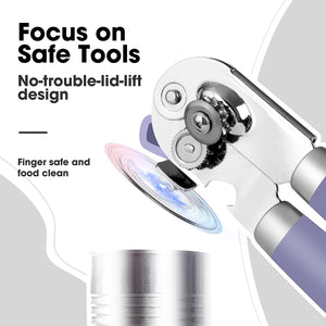 Beneno Can Opener Manual with Magnet, Hand Held Heavy Duty Can Opener with Durable Sharp Blade Smooth Edge, Big Effort-Saving Knob, Soft Grip Rubber Handle, Multifunctional Bottle Opener, Green
