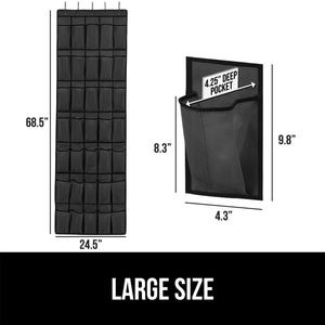 Over the Door Shoe Organizer, 24 Large Breathable Mesh Pockets, Space Saving Hanging Storage Holder, Closet Rack Hanger Holds Up to 40 lbs, Hangs on Closets for Shoes, Accessories, Black