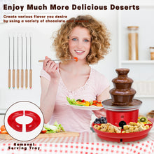Load image into Gallery viewer, 16oz Chocolate Fondue Fountain, 3-Tier MINI Chocolate Fountain with 6PCS Fondue Fork and Removal Fruits/Nuts/Treats Serving Tray for BBQ Sauce,Ranch,Nacho Cheese,Liqueurs