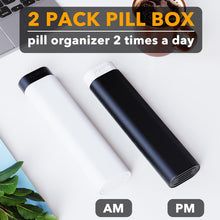 Load image into Gallery viewer, SpaceAid 2 Pack Pill Organizer Box 7 Day, Weekly Travel Pill Case Holder, 2 Times a Day AM PM Daily Pocket Pharmacy Dispenser Container for Pills, Vitamins and Medicine (Black, Orange)